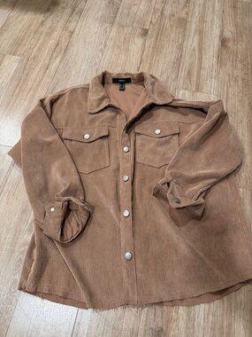 Forever 21 Corduroy Button-Front Jacket in Brown